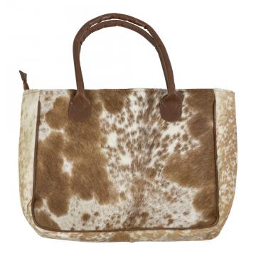 Sac Bandoulière Cuir de Vache Brun Blanc