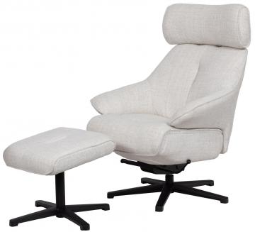 Fauteuil Oslo Tissu Beige + Repose Pieds