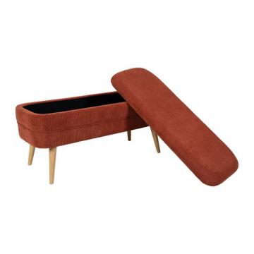 Banc Coffre Eléonore Velours Côtelé Terracotta