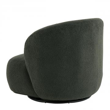 Fauteuil Lisette Bouclette Kaki Pivotant Blanc d'Ivoire