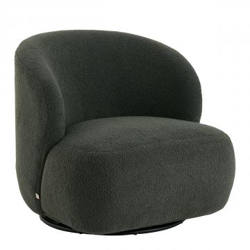 Fauteuil Lisette Bouclette Kaki Pivotant Blanc d'Ivoire