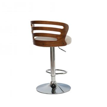 Tabouret de Bar Emilio Tissu Taupe Bois Métal