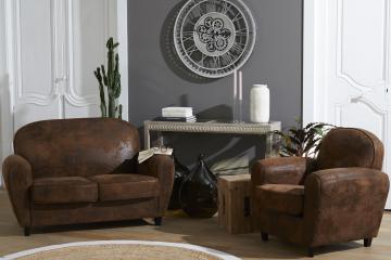 Fauteuil Club Microfibres Marron