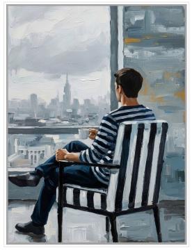 Toile Encadrée Tumulte Cadre Blanc 84*124