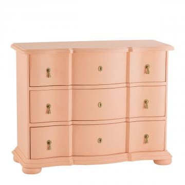 Commode 3 Tiroirs Carlotta Rose Pastel Blanc d'Ivoire