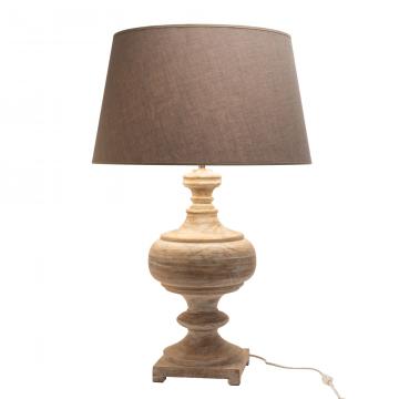 Lampe Léonie Bois Abat-Jour Lin Naturel H82cm