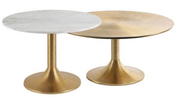 S/2 Tables Basses Charlotte Alu Marbre Blanc d'Ivoire