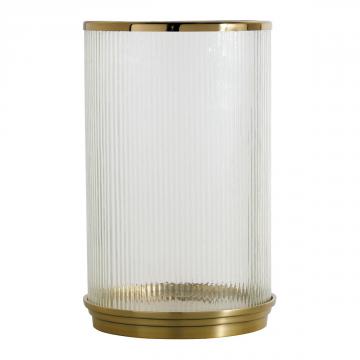 Photophore Oscar Verre Strié Alu Doré GM Blanc d'Ivoire
