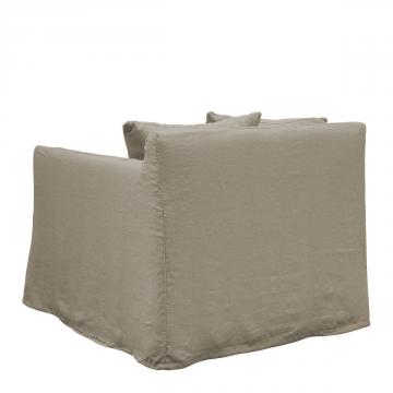 Fauteuil Gabriel 100% Lin Beige Blanc d'Ivoire