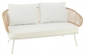 Salon de Jardin Poa Blanc Naturel 3 Pièces