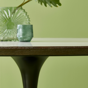 Table à Manger Ovale Tulipe Marbre Blanc 180cm