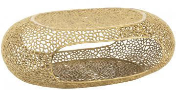 Table Basse Corail Ovale Aluminium Doré