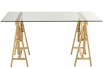 Bureau Contemporain Ajustable Métal Doré Verre