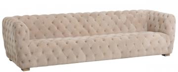 Canapé Suède Velours Capitonné Beige 241cm
