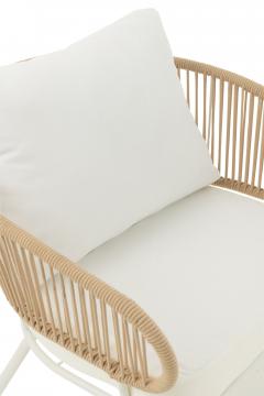 Salon de Jardin Poa Blanc Naturel 3 Pièces