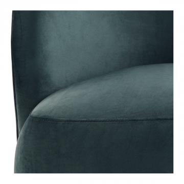 Fauteuil Lisette Velours Bleu Pivotant Blanc d'Ivoire
