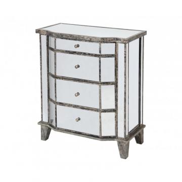 Commode 4 Tiroirs Bois Miroir