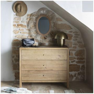 Commode Marcelle 3 Tiroirs Chêne Clair Blanc d'Ivoire