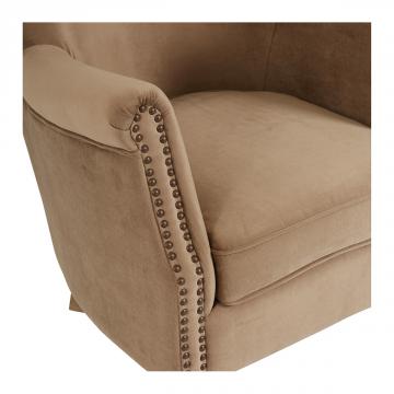 Fauteuil Claude Velours Cannelle Blanc d'Ivoire