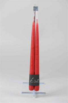 2 Bougies Flambeaux Rouge Antique