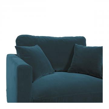 Fauteuil Angie Velours Bleu Paon Blanc d'Ivoire