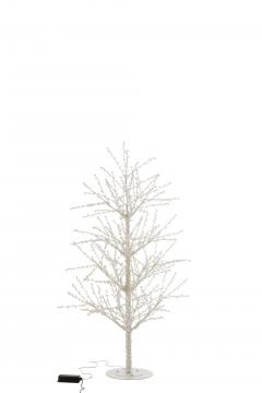 Arbre Perles Métal Blanc Leds 125cm