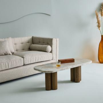 Table Basse Buren Bois Massif Marbre