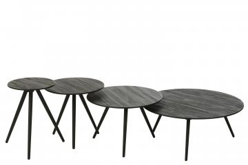 S/4 Tables Rondes Teck Recyclé Noir