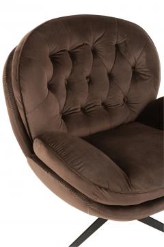 Fauteuil Relax + Repose Pieds Velours Marron