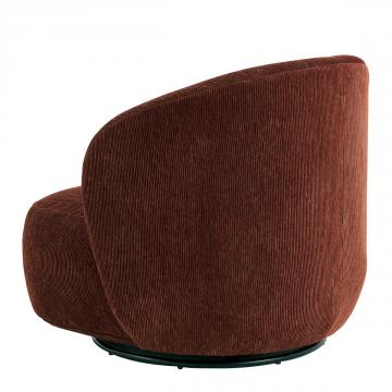 Fauteuil Lisette Velours Côtelé Brique Pivotant Blanc d'Ivoire