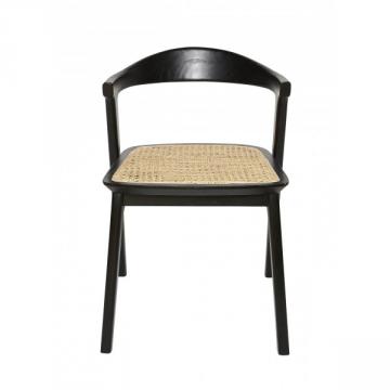 Chaise Ingrid Noire Assise Rotin Naturel