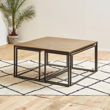 Tables Basses Gigognes x3 Félia Métal Doré