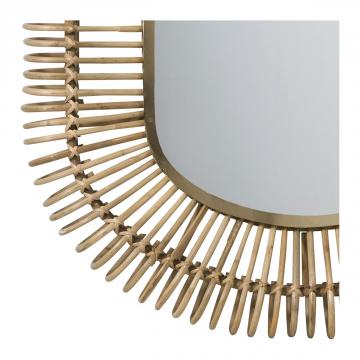 Miroir Salomé Ovale Rotin Métal Blanc d'Ivoire GM