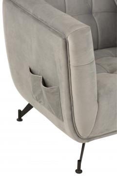 Fauteuil Velours Lounge Gris Clair