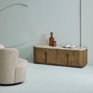 Meuble TV Buren Bois Massif Marbre