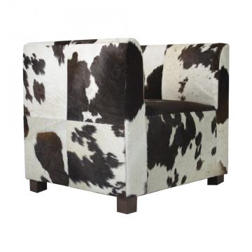 Fauteuil Club Vache Brun Foncé-Blanc