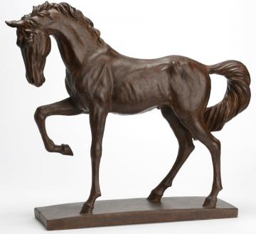 Cheval sur Socle Marron H55cm