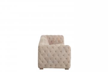 Canapé Suède Velours Capitonné Beige 241cm