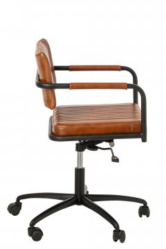 Chaise Bureau Réglable Cuir Camel Indus Vintage