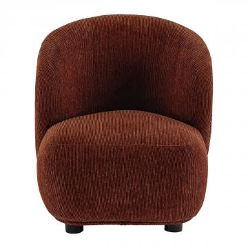 Fauteuil Lisette Velours Côtelé Brique Blanc d'Ivoire