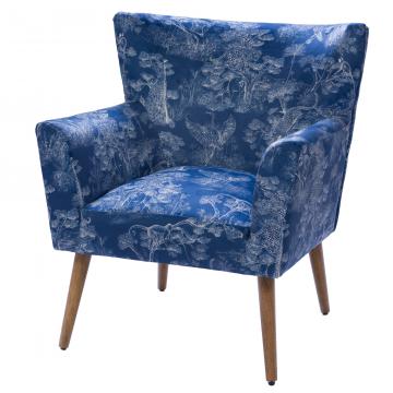 Fauteuil Léon Achille Velours Bleu