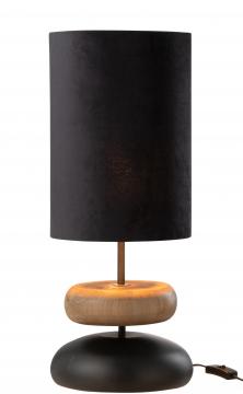 Lampe Jade Métal Noir Bois Naturel