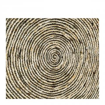 Tapis Kishi Jute Blanc / Noir Blanc d'Ivoire ø200cm