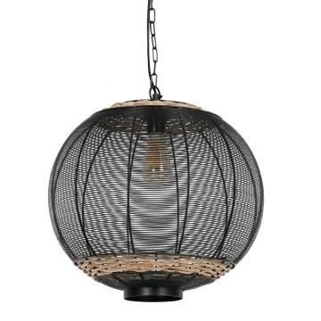 Suspension Haleg Noir Rotin Naturel