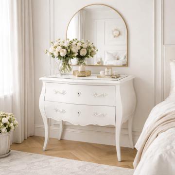 Commode Sauteuse  2 Tiroirs Murano Blanc