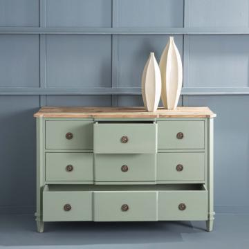 Commode Simone - 5 Tiroirs Vert de Gris Naturel