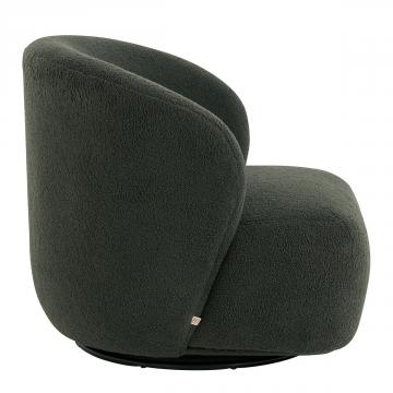 Fauteuil Lisette Bouclette Kaki Pivotant Blanc d'Ivoire