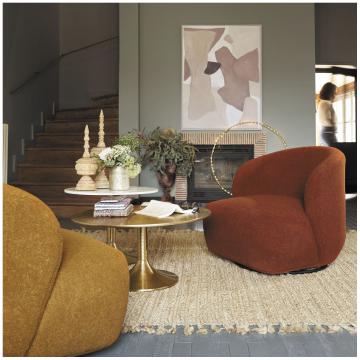 Fauteuil Lisette Bouclette Curry Pivotant Blanc d'Ivoire