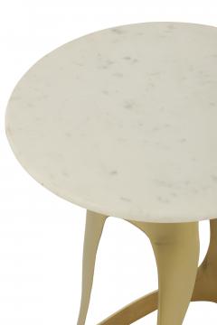 Bout de Canapé Marbre Blanc Aluminium Doré GM