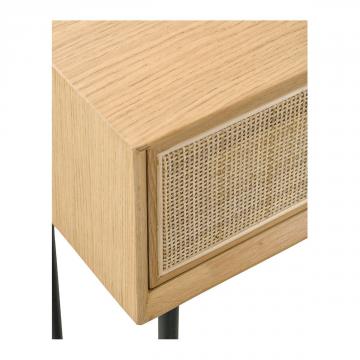 Console Augustin 2 Tiroirs Chêne Cannage Naturel Blanc d'Ivoire